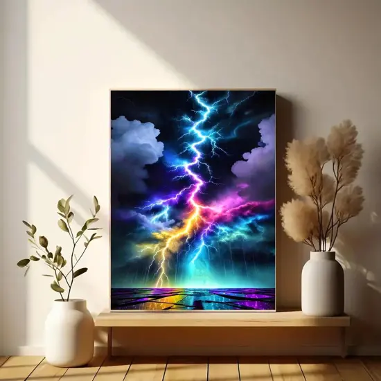 Diamond Art Painting Kits for Adults, Colorful Lightning 5D Diamond Painting Dots Art Kits for Adults Beginner, DIY Full Round Gem Crystal Art Paint by Diamond, Home Wall Decor 12x 16 in {5}