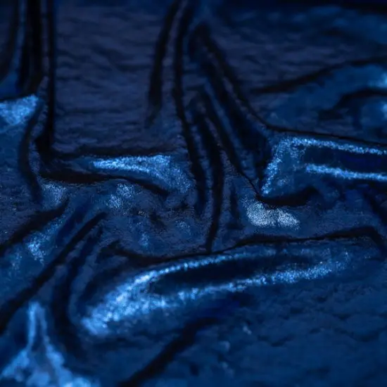 1 Yard Foiled Stretch Velvet Fabric with All Over Foil for Costumes 36" x 60" Length by Width Black/Royal {1}