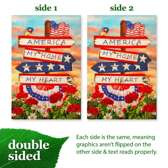 G128 America My Home My Heart Garden Flag 12x18 In Double Sided Independence Day Yard Garden Lawn Decoration {3}