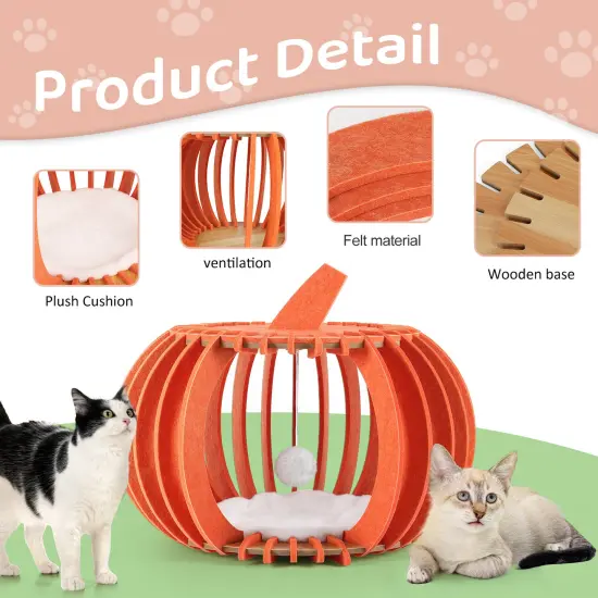 Portable & Collapsible Bed for Cats Dogs, Ideal Gift for Cat Dogs Lovers & Halloween Decor Orange {3}