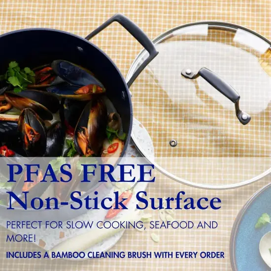 Blu. Cookware 4.5QT Casserole Pot with Lid, Non-Toxic {6}