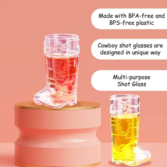 4E's Novelty 14 PCS Set Cowboy Boot Cups - 12 Mini Boots, 2 Big 17oz Cowboy Boot Mugs for Party Supplies {5}