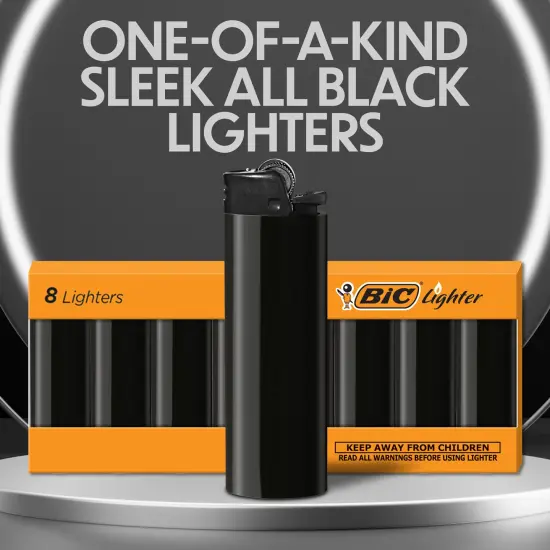 BIC Maxi Pocket Lighter, Special Edition Series, Black, 8 Count Pack of Lighters {3}