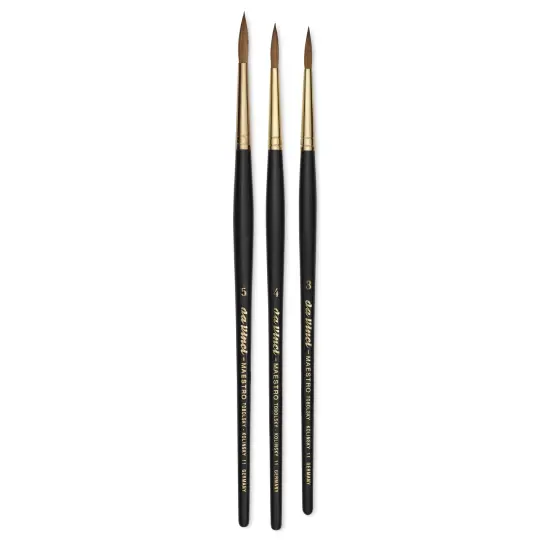 Da Vinci Maestro Kolinsky Brushes - Set of 3, Series 11 Full Belly Round, Short Handle {1}