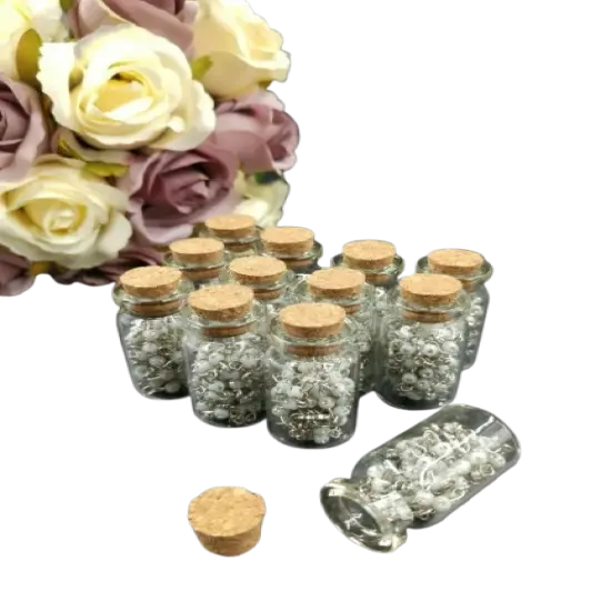 12 Piece Lot Rosary Glass Beads Beaded CATHOLIC Rosary Crucifix Necklace Bottle {1}