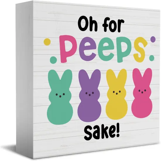 Funny Easter Bunny Decor Desk Decor Wooden Box Sign Easter Decorations Easter Gift Wood Block Plaque Box Sign {1}