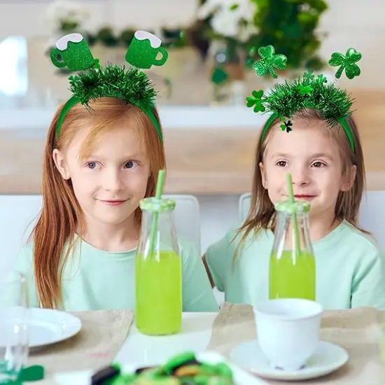 8Pcs St. Patrick's Day Headbands, Green Shamrock Clover Hats Headband Boppers, Saint Patricks Day Irish Headwear Costume Accessories Top Hat Head Band Bopper Party Favors for Women Men Kids {2}