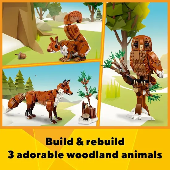 Creator 3 in 1 Forest Animals Red Fox Toys - Building Toys for Kids, Boys & Girls, Ages 9+ - Animal Figurine W/ 3 Building Options into Fox, Owl, or Squirrel - 31154 {2}