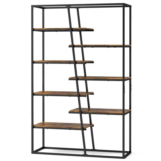 71-Inch 7-Tier Etagere Bookcase with Heavy-Duty Metal Frame and {1}