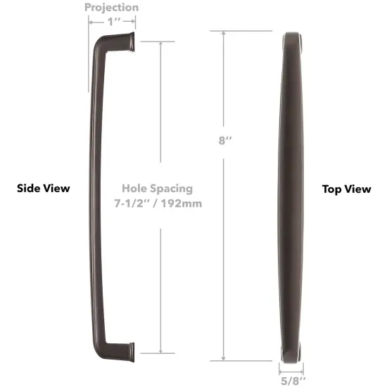 Cauldham Solid Kitchen Cabinet Handles (7-1/2" Hole Centers) - Drawer/Door Hardware - Style T765 - Oil Rubbed Bronze {5}