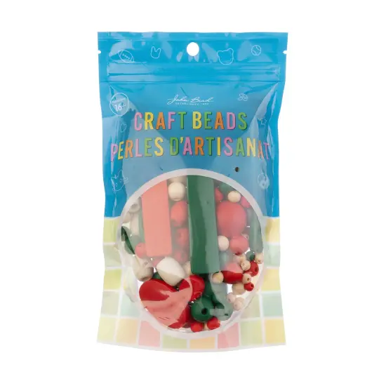 John Bead Craft Wood Beads with Elastic Nylon Cord, 90g Green& Red &Natural {5}