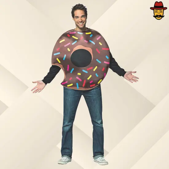Adult Doughnut with Bite Costume Funny Pastry Tunic Sprinkles Halloween Party Outfit {1}