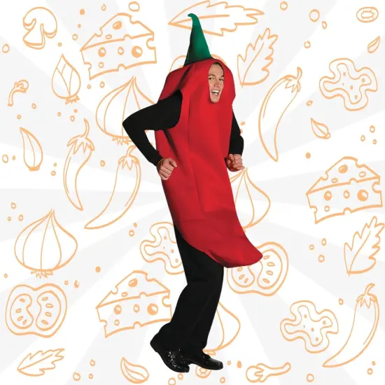 Chili Pepper Costume Spicy Red Food Tunic Funny One Piece Halloween Party Outfit Adult {4}