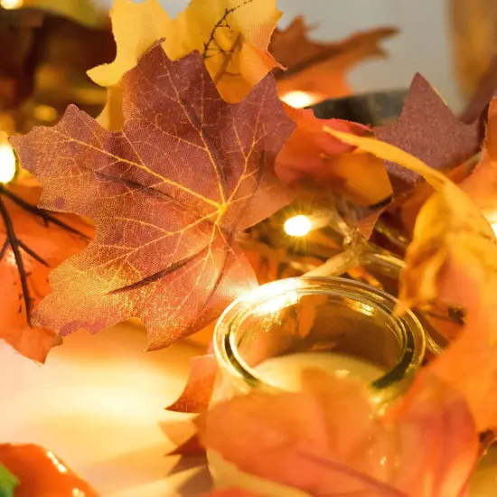 2 Pack Fall Maple Leaf Garland - Orange {4}