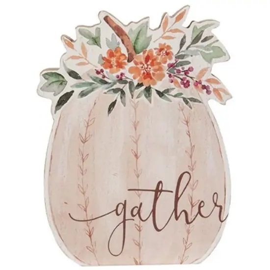 Gather Watercolor Pumpkin Sitter for Fall Tabletop and Shelf Decor {1}