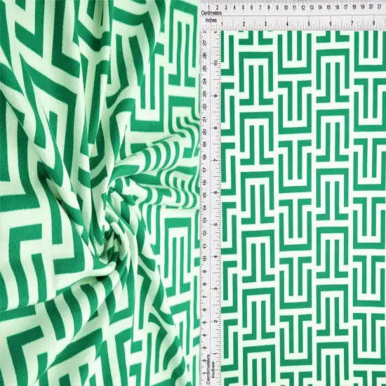 1 Yard Brushed DTY Retro Geometric Knit Fabric 58/60 Inch Wide Soft Stretch Material for Clothing & Crafts KELLY {5}