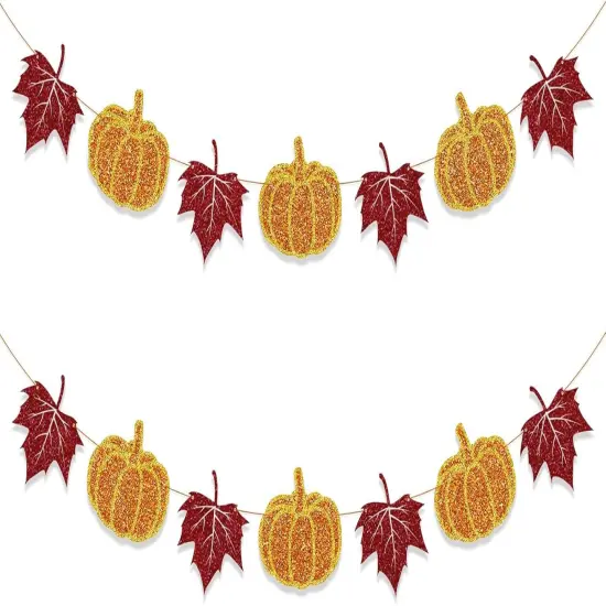 Pumpkin and Maple Leaves Sign Garland {1}