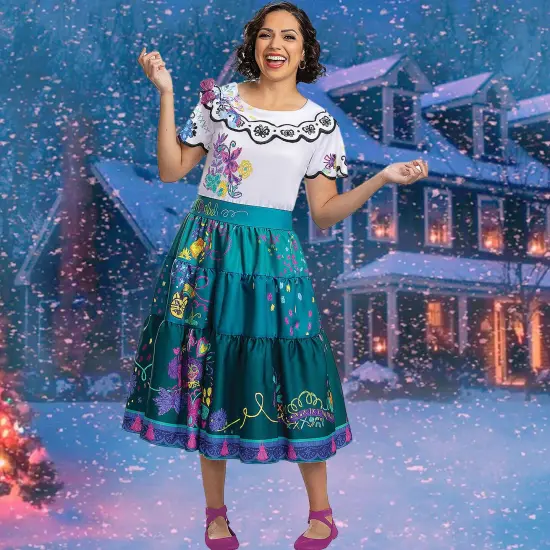 Deluxe Womens Mirabel Madrigal Costume Colorful, Encanto Dress With Shoulder Bow Detail {1}