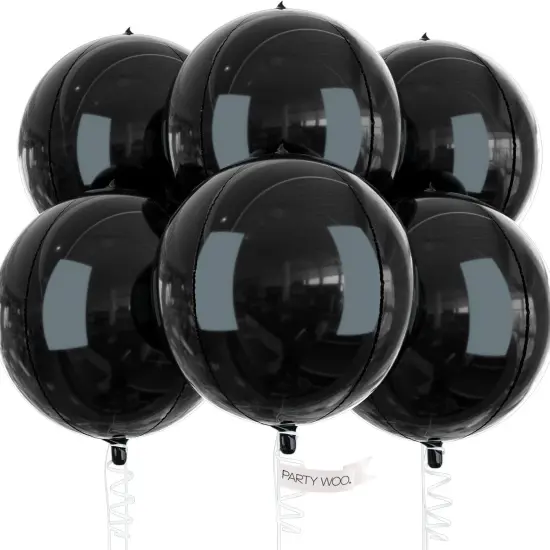 6 Pcs Black Foil Balloons - 22 Inch (Black-1303) {1}
