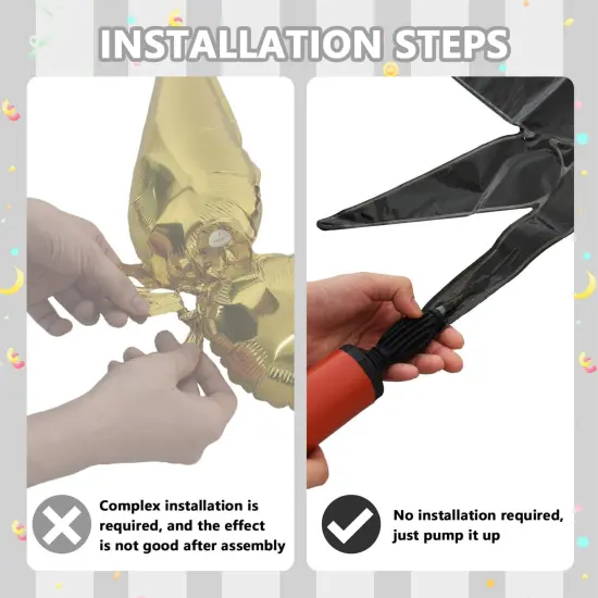 8 Pcs Black Star Foil Balloons Large Explosion Mylar Balloons(Conjoined Black) {2}