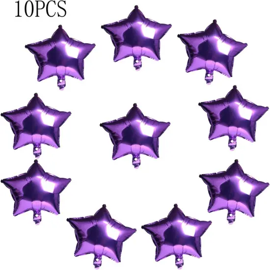 10Pcs Star Shape Mylar Foil Balloons - 18 Inch (Purple) {3}