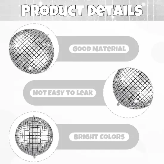 6 Pcs 22 Inch Black Star Balloons and Disco Foil Balloons (Black Disco) {3}