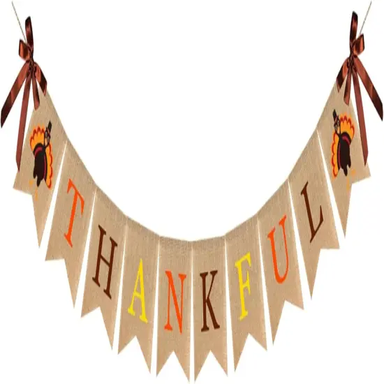 Fall Thanksgiving Burlap Banner (Multicolor) {1}