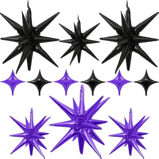 27/22 Inch Foil Star Explosion Balloons(Purple Black) {1}