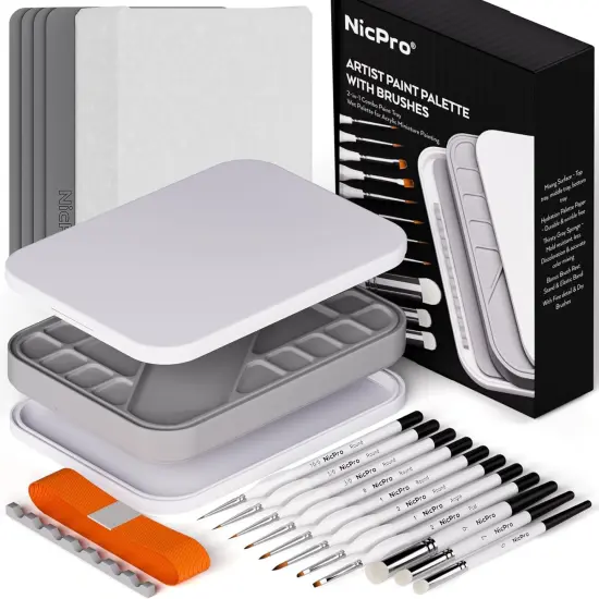 Miniature Painting Kit with Wet Palette & 11PCS Detail Paint Brushes Drybrush(White) {1}