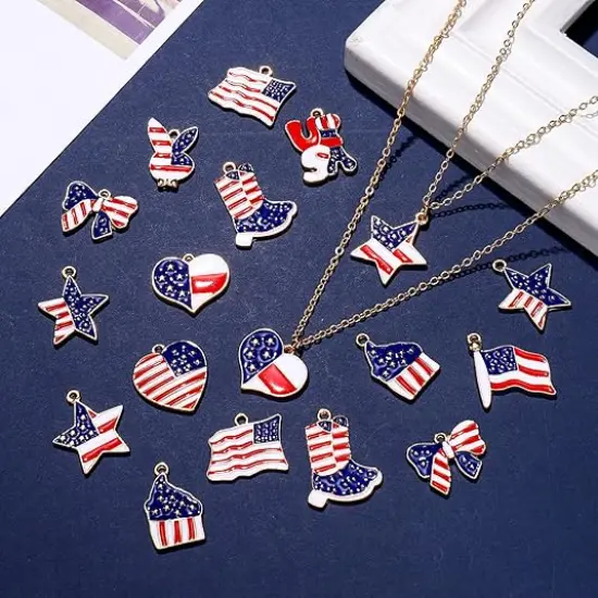 60PCS Patriotic Charms 4th of July Pendants for Jewelry Making {2}