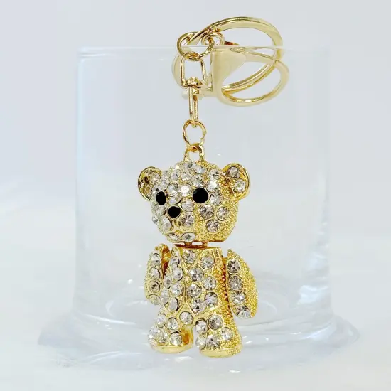 Wrapables Crystal Bling Keychain, Keyring Purse Handbag Pendant Charm, Teddy Bear {5}