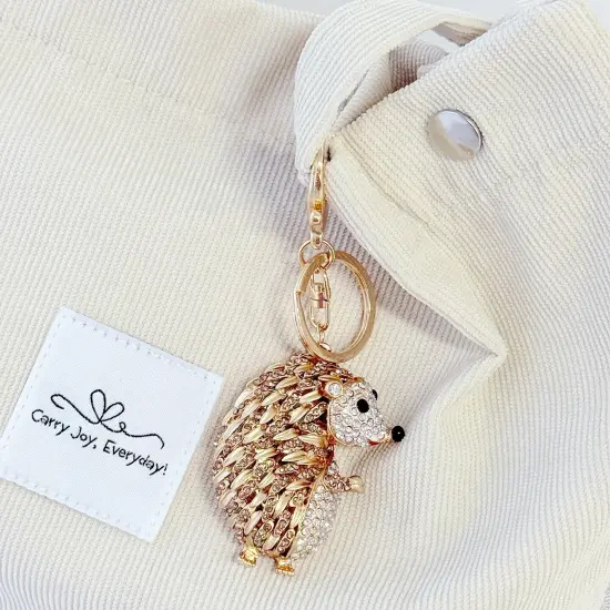 Wrapables Crystal Bling Keychain, Keyring Purse Handbag Pendant Charm, Gold Hedgehog {4}