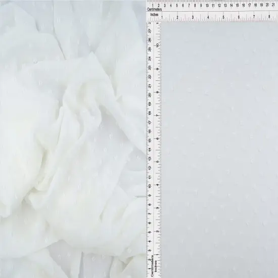 Waffle Swiss Dot Chiffon Fabric 100% Polyester 59/60&Prime; Wide IVORY {1}