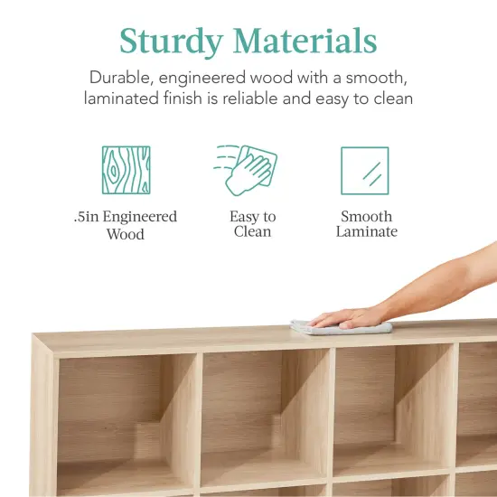 Best Choice Products 8-Cube Bookshelf, 11in Display Storage System, Organizer w/ Removable Back Panels Light Oak {5}