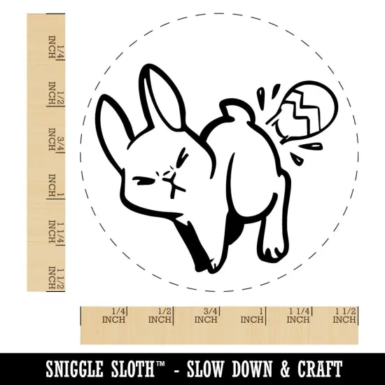 Funny Easter Bunny Laying Egg Self-Inking Rubber Stamp Crafting Planners Black {1}