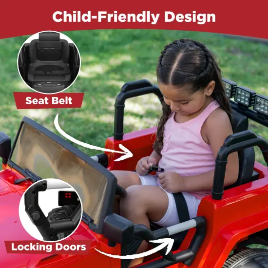 Best Choice Products 12V Kids Ride On Truck Car w/ Remote Control, Spring Suspension, Bluetooth, LED Lights Red {5}