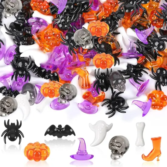120Pcs Mini Halloween Acrylic Ornaments Table Scatters for Halloween Decoration - Multicolor {1}