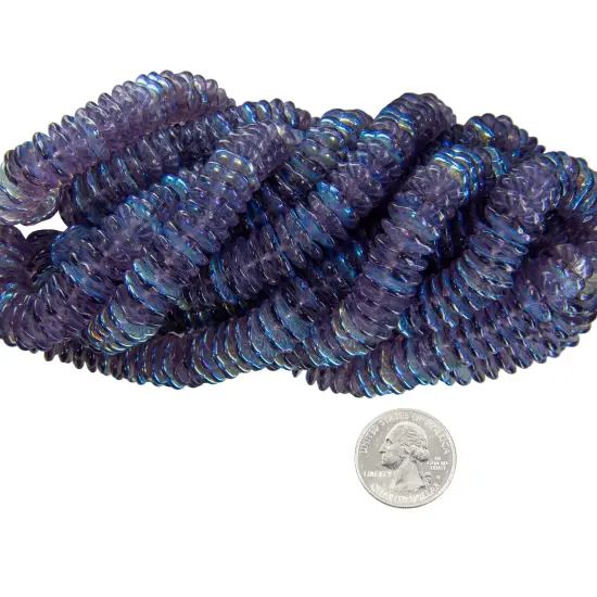 12mm Flat Pinwheel Flower Beads in Iridescent Lavender Tanzanite AB Apx 25 Beads GB-PWF02 {3}