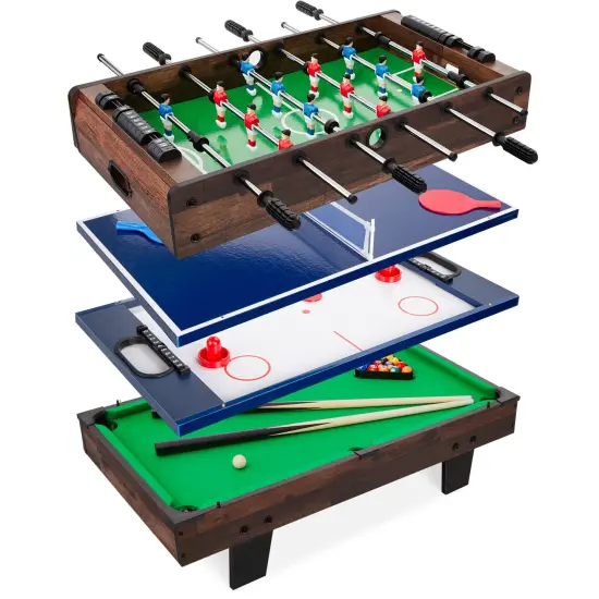 Best Choice Products 4-in-1 Multi Game Table, Childrens Arcade Set w/ Pool Billiards, Air Hockey, Foosball {7}