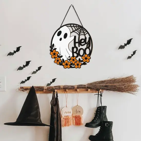 Halloween Ghost Flowers Door Hanging Sign Decorations {5}