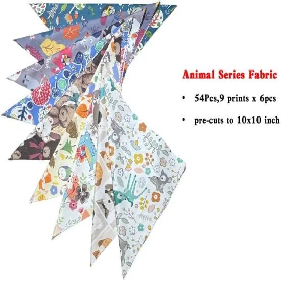 54Pcs Layer Cakes 10 inch Pre-Cut Fabric Squares for Quilting(Animal Theme) {2}