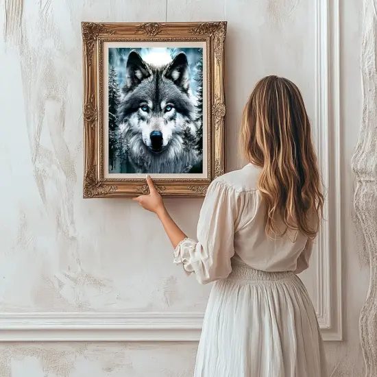 5D Wolf Diamond Painting Kits for Adults, Forest Diamond Art Kit,Full Round Paint by Diamonds Animal Beads Dot Painting, Nature Landscape Gem Art Painting for Wall Decor 12x16 Inches {2}