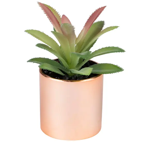 Northlight 5" Green Artificial Aloe Plant in a Rose Gold Pot {3}