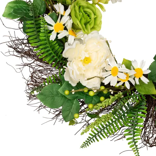 Northlight Mixed Floral Artificial Spring Wreath - 22" Green {5}