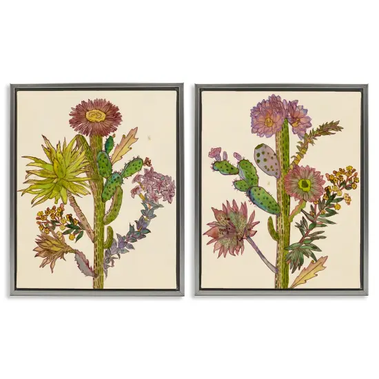 Stupell Industries Neon Blooms Cacti 2pc Floating Frame Set By Melissa Wang {1}