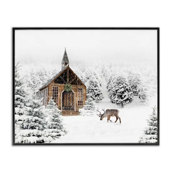 Stupell Industries Winter Whites Chapel Framed Giclee By Jennifer Pugh {1}
