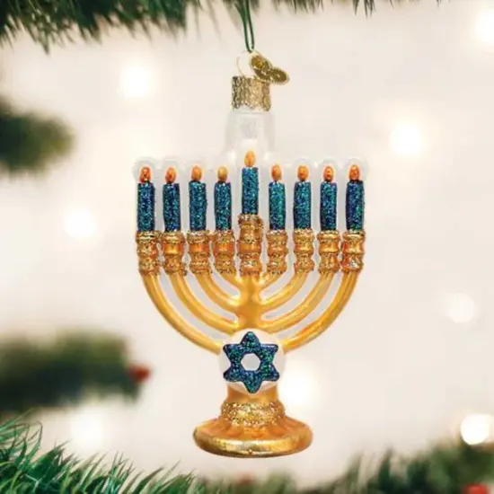 Old World Christmas 4.5 Inch Menorah Hanukkah Tree Ornament , Hanukkah Holiday Gold {3}