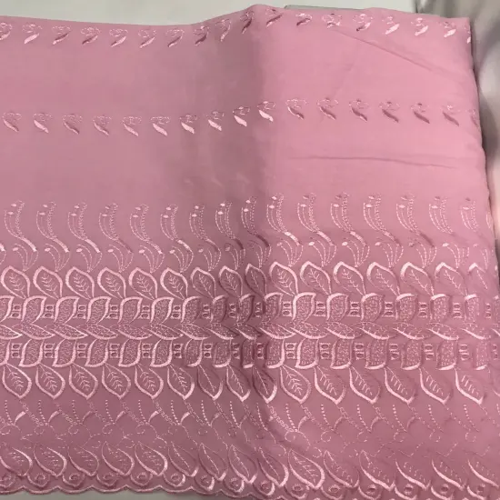 1 Yard Pink Single Side Embroidered Eyelet Fabric 80% Polyester 20% Cotton 43/44 Wide {1}