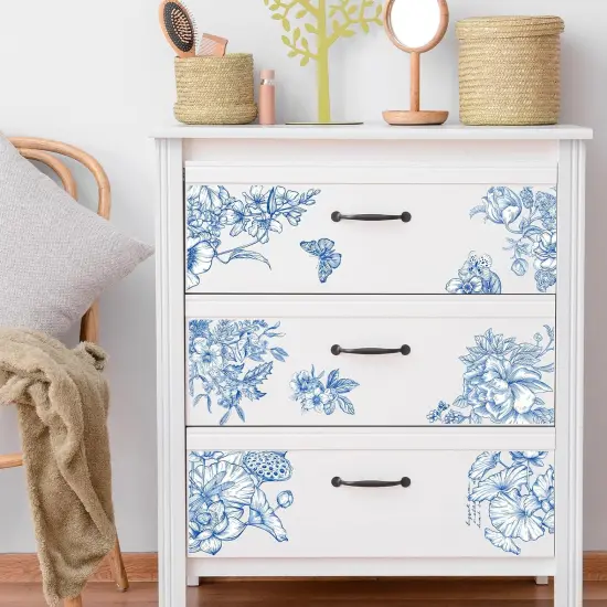 Blue Flower Rub on Transfers for Crafts - 6 Sheets {5}