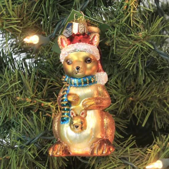 Old World Christmas 4.25 In Christmas Kangaroo Tree Ornament , Mom Joey Australia Gold {3}